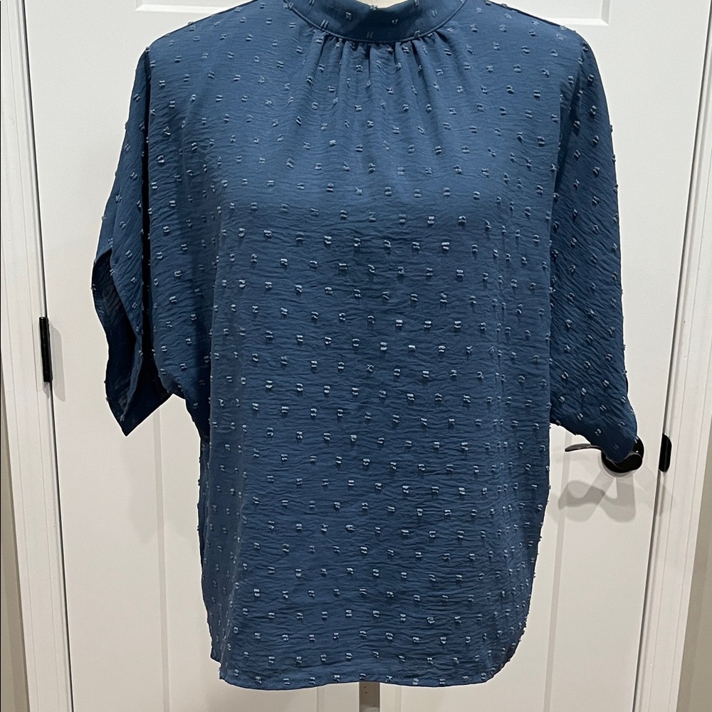 SHEIN Textured Blue Blouse